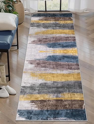 Miniatura 68 de Ciicool Alfombra abstracta moderna para sala de estar, 5 x 7 pies, lavable a máquina, antideslizante, alfombra contemporánea de pelo bajo para