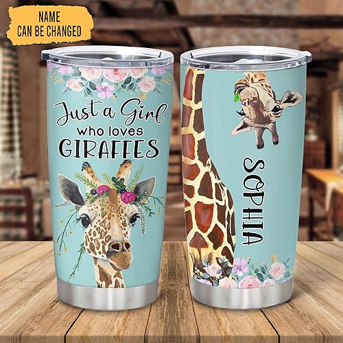 Miniatura 2 de Hyturtle Regalos personalizados para los amantes de las jirafas, cumpleaños o Navidad, vaso de acero inoxidable con nombre personalizado de Just a
