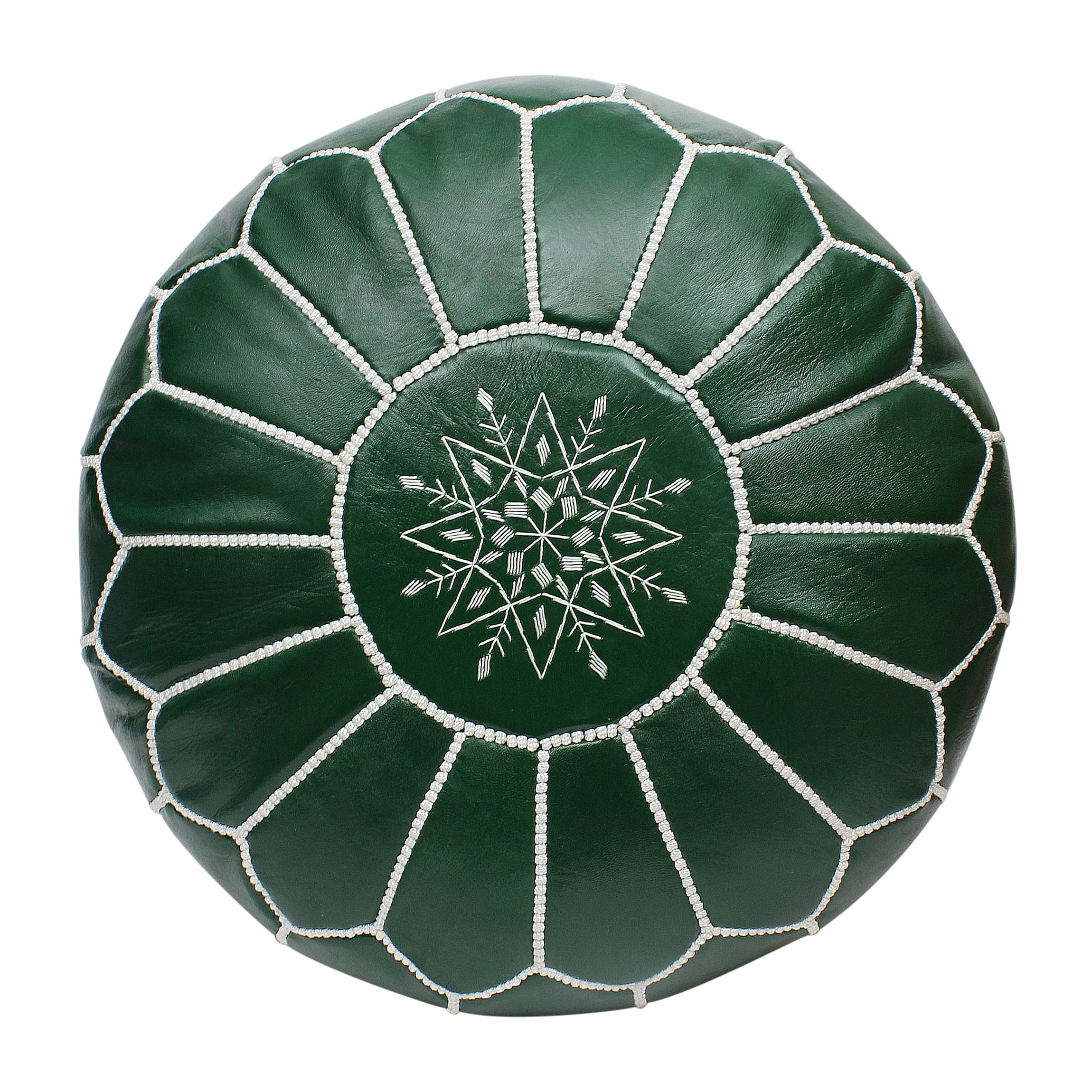Pouf marocain cuir véritable pour salon bohème chic motif Marrakech