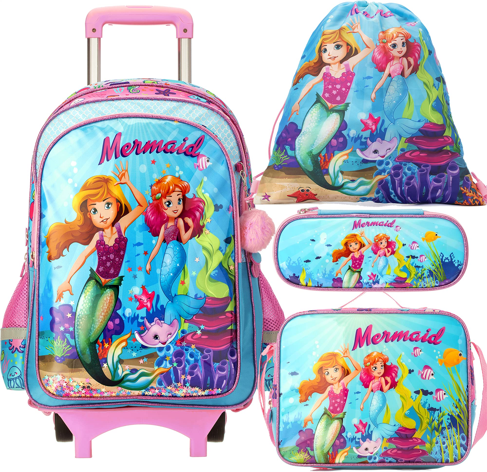 Buy MeetbelifyMermaid Rolling Backpack for Girls Backpacks with Wheels