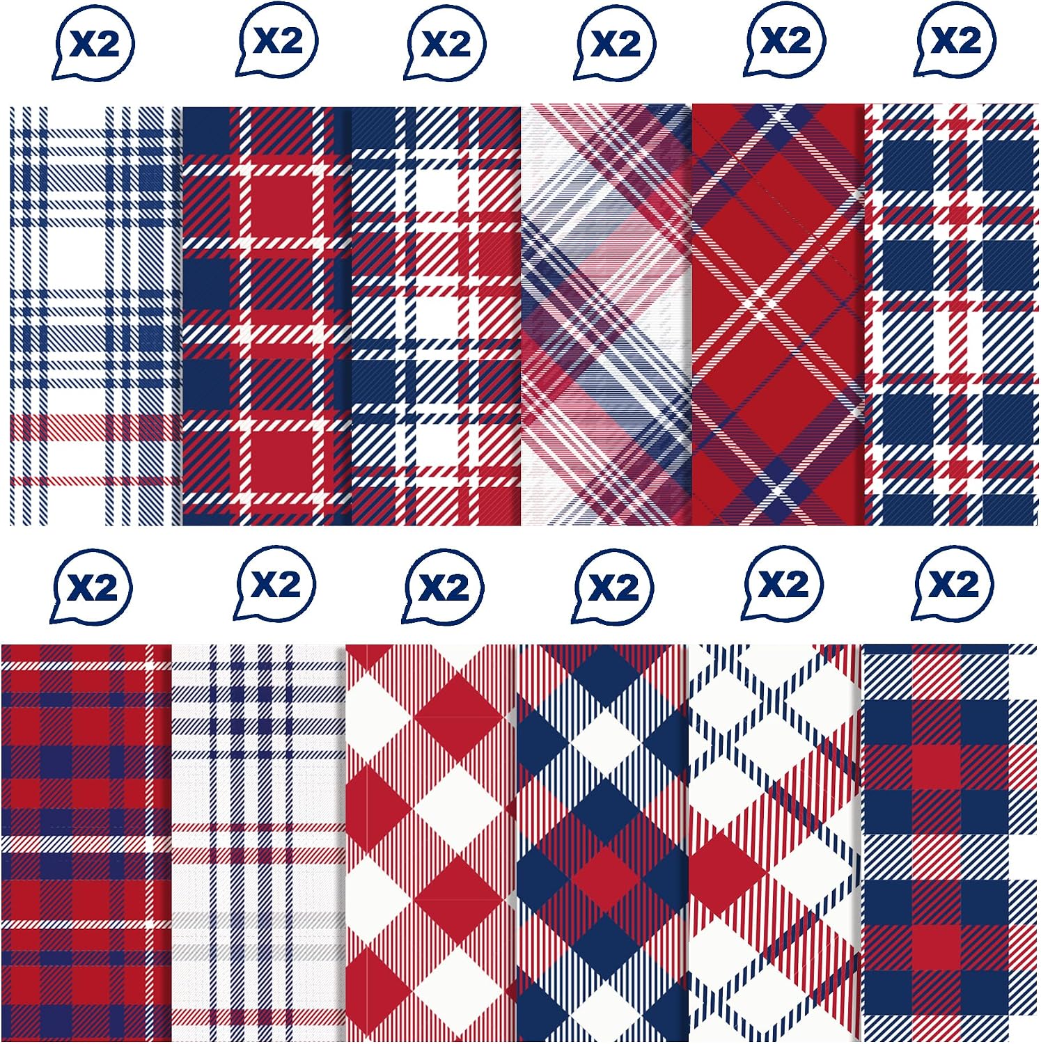 24 Sheets Patriotic Pattern Pad 11.8'' x 11.8'' Patriotic American Plaids Scrapbook Paper 4th of July National Day Patterned Double-Sided Cardstock Paper Pack for Card Making Scrapbook Photo Album DIY