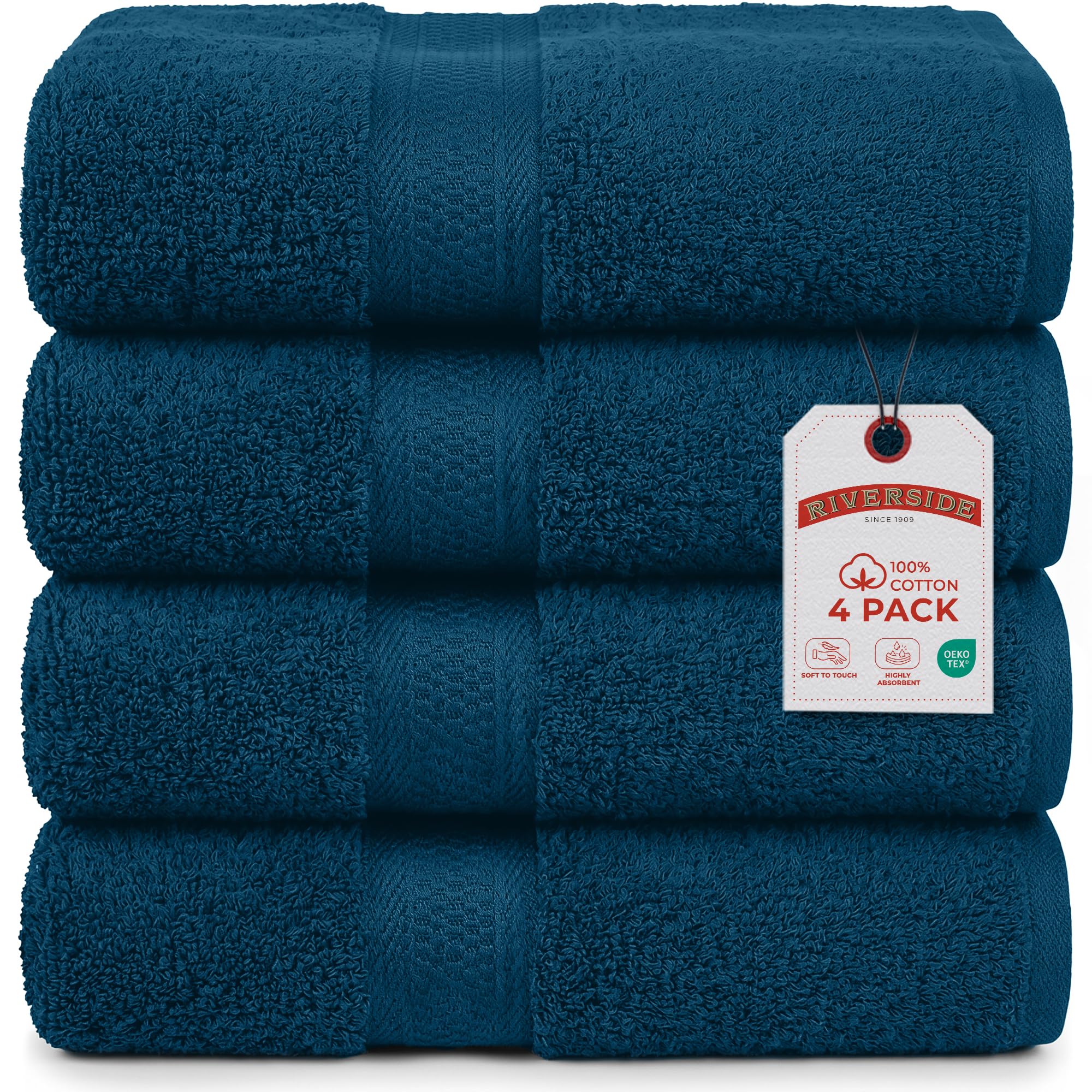 RIVERSIDE Luxury Bath Towels - 4 Pack, Purple -24 RIVERSIDE Luxury Bath Towels - 4 Pack, Purple -24