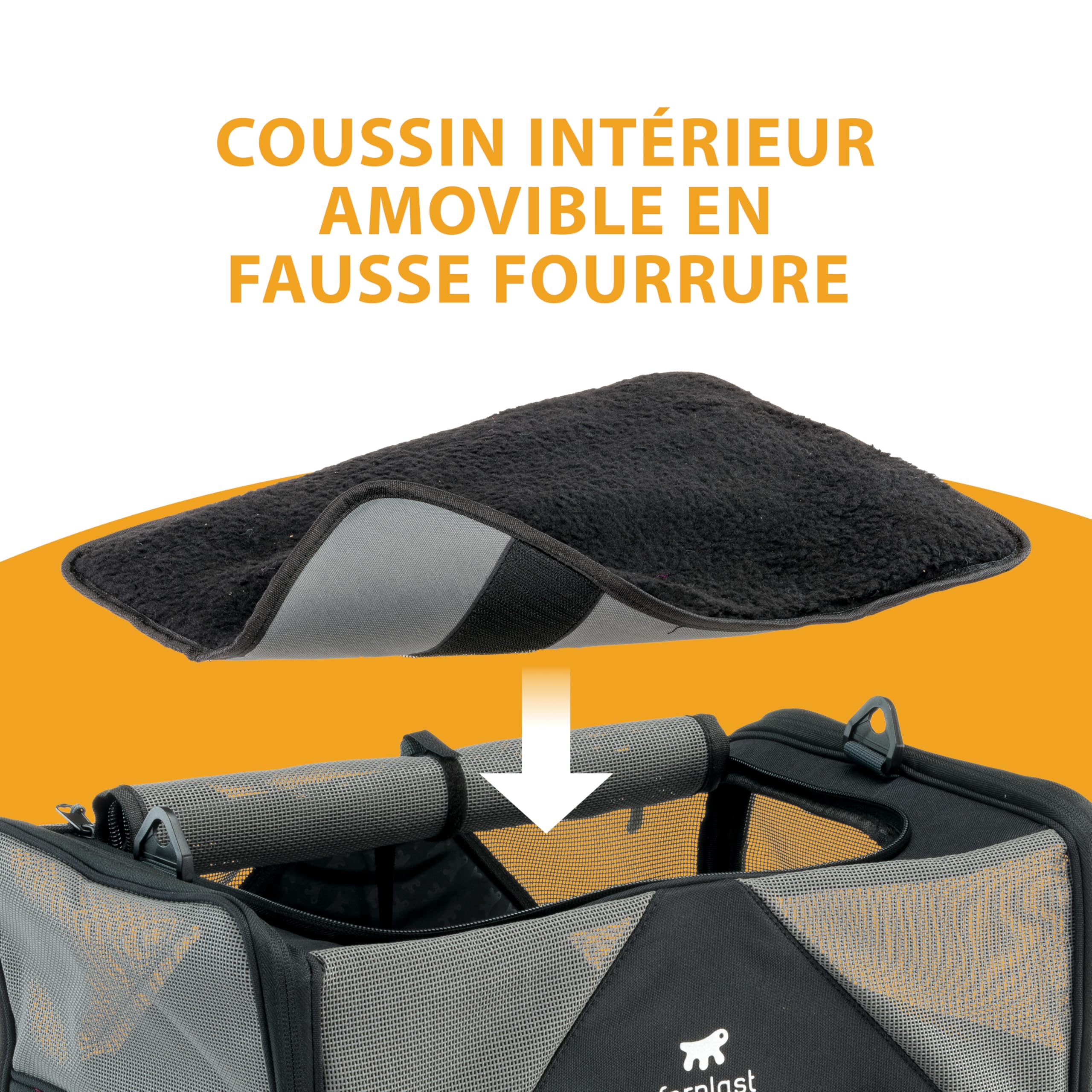 Ferplast Sac Transport Chien Voyager Carrier, Sac de Transport pour Chat, Poignées et bandoulière réglables, Sangle de sécurité, Double Ouverture latérale, avec Coussin, Max 15 Kg, 50x35x37h cm, Noir