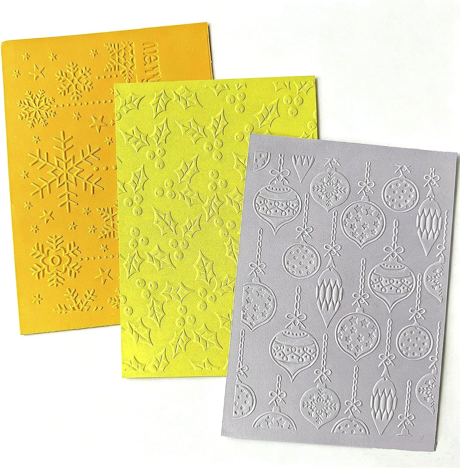 3 pcs Plastic Embossing Folder Template Christmas Element Leaf Bell Texture A6 Size for Card Making DIY Scrapbooking Paper Crafting Handmade Crafts Scrapbooking Arts Supplies Scrapbo