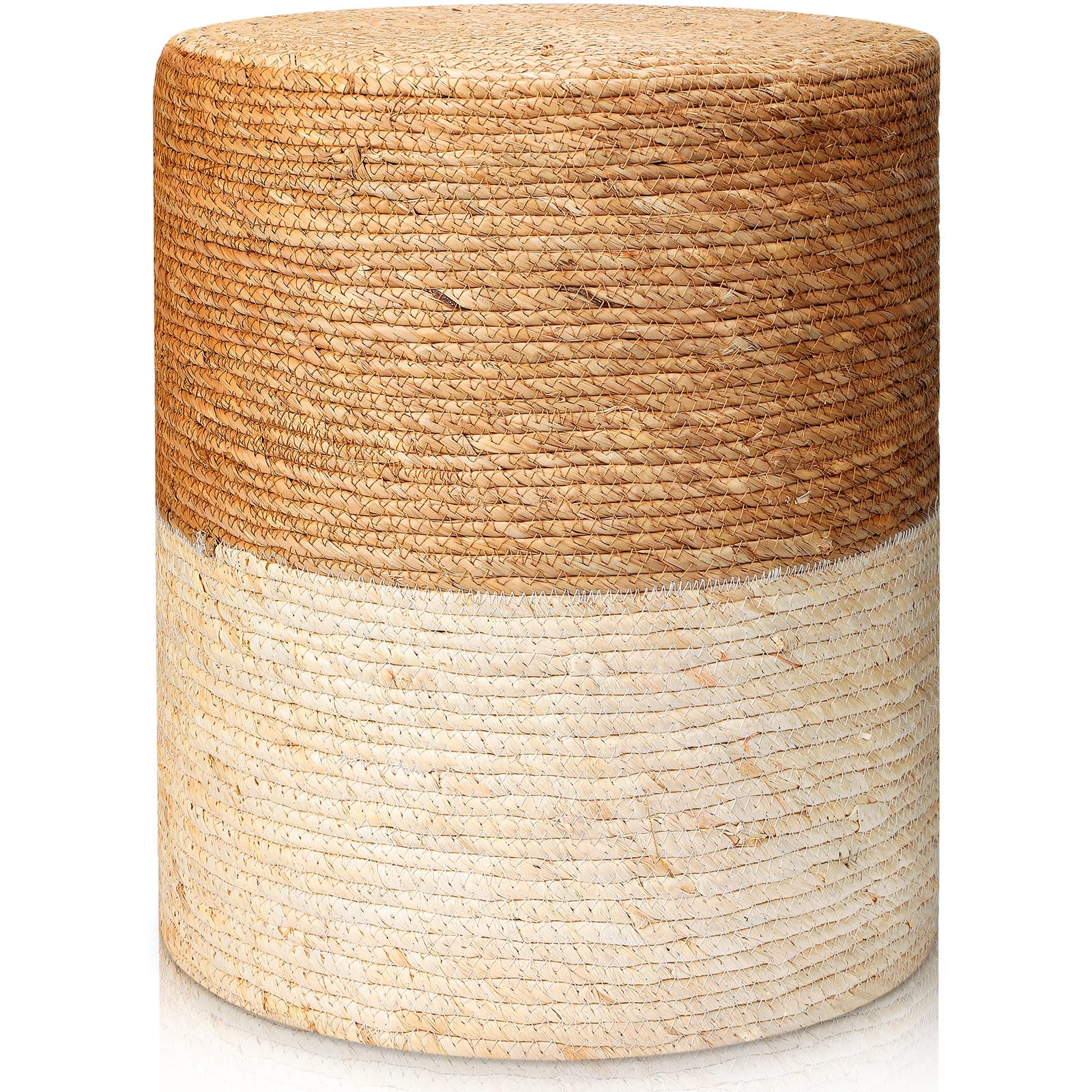 Pouf Ottoman Poof Hand Weave Round Patio Ottomans and Footstools Pouf Footrest Ottoman Boho Pouffe Chair Sitting Braided Footrest Home Decorative Seat for Living Room Bedroom