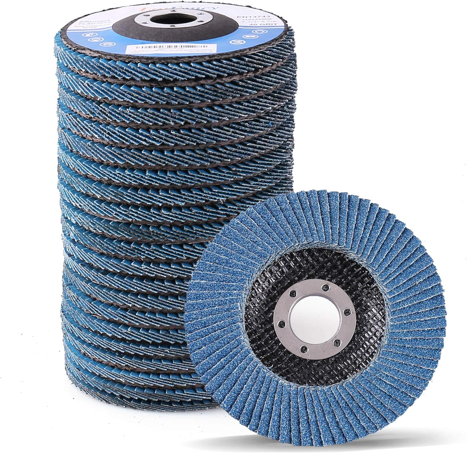 LotFancy 4.5 Inch Flap Discs - 20PCS 40 60 80 120 Grit Assorted Sanding Grinding Wheels, Premium Zirconia Alumina Abrasives, T27 - - 