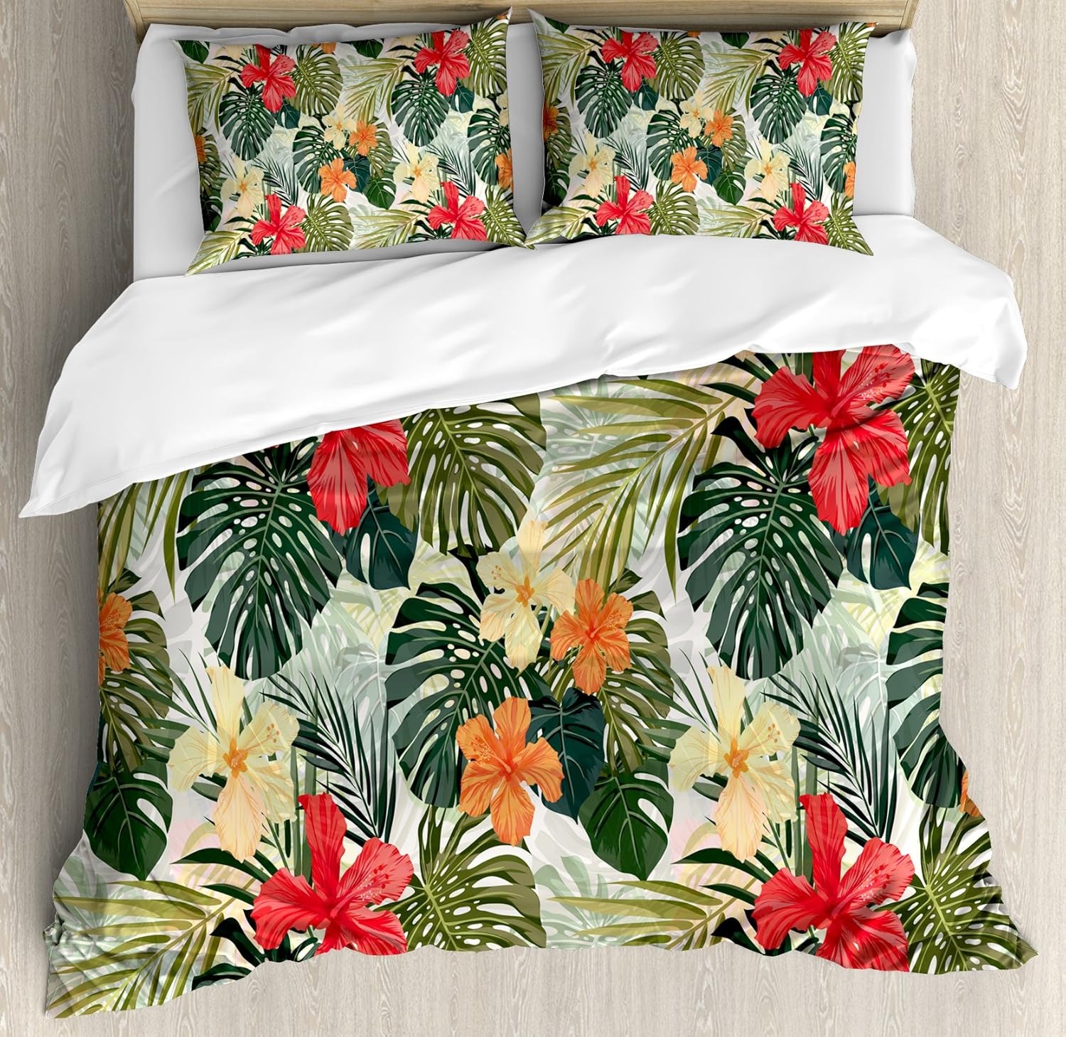 Ambesonne Green and Blue Duvet Cover Set, Geometric Abstract Pattern with Triangles Ombre Inspired, Decorative 3 Piece Bedding Set with 2 Pillow Shams, Queen Size, Lime Green Turquoise