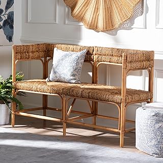 Bali & pari Adisa Natural Rattan Bench - Handcrafted Banquette with Wove...