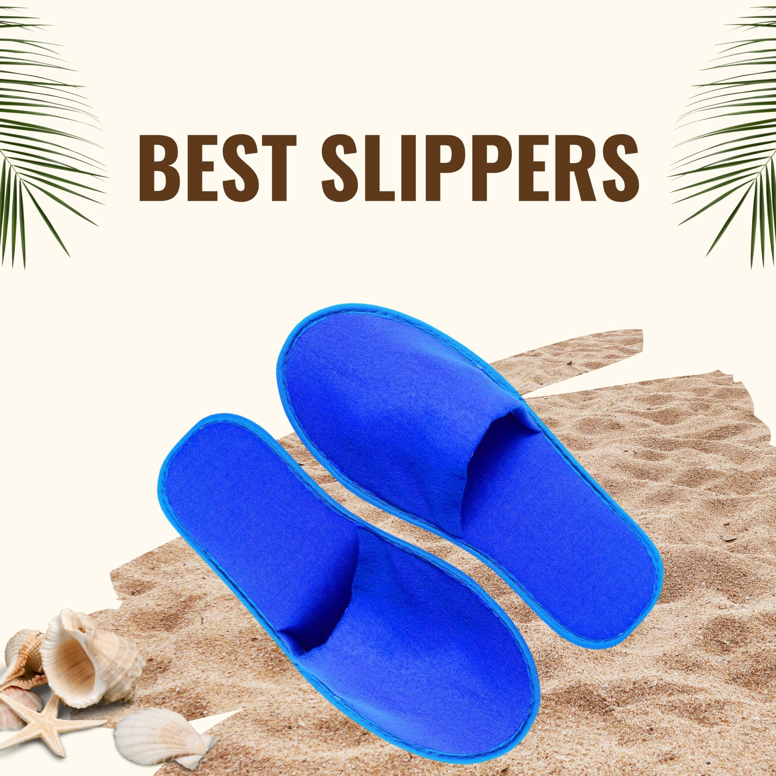 Doberyl Disposable 2 Pairs TerryTowels Slippers for Home spa Party Guest Salons Hotels Hospitals and Home and Travel Close Toe (Free Size) (Blue) - Image 3 thumbnail