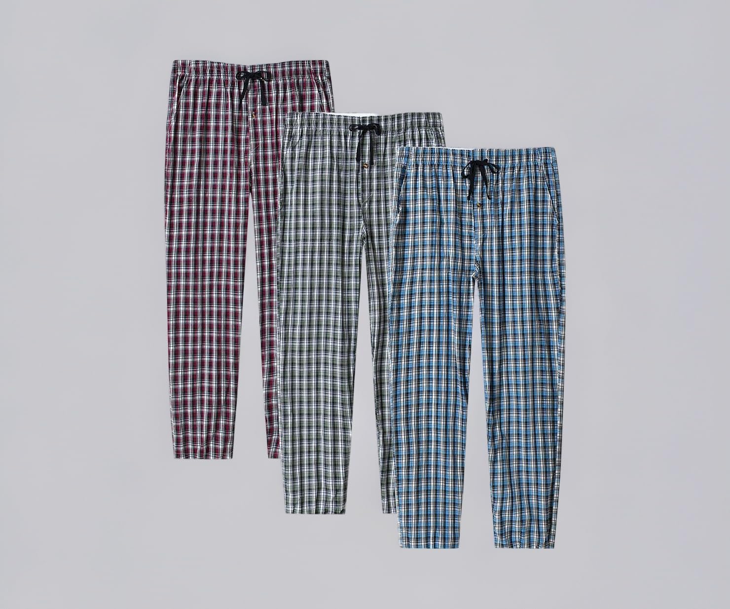MoFiz Men's Pajama Pants Ultra Lightweight Pjs Bottoms Sleepwear Bottom Pants with Pocket Drawstring 3-Pack