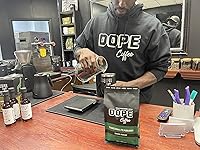 Vista 3 de Dope Coffee Grano entero Tanzania Peaberry tostado oscuro, Rainforest Alliance, 100% café arábica, 12 onzas