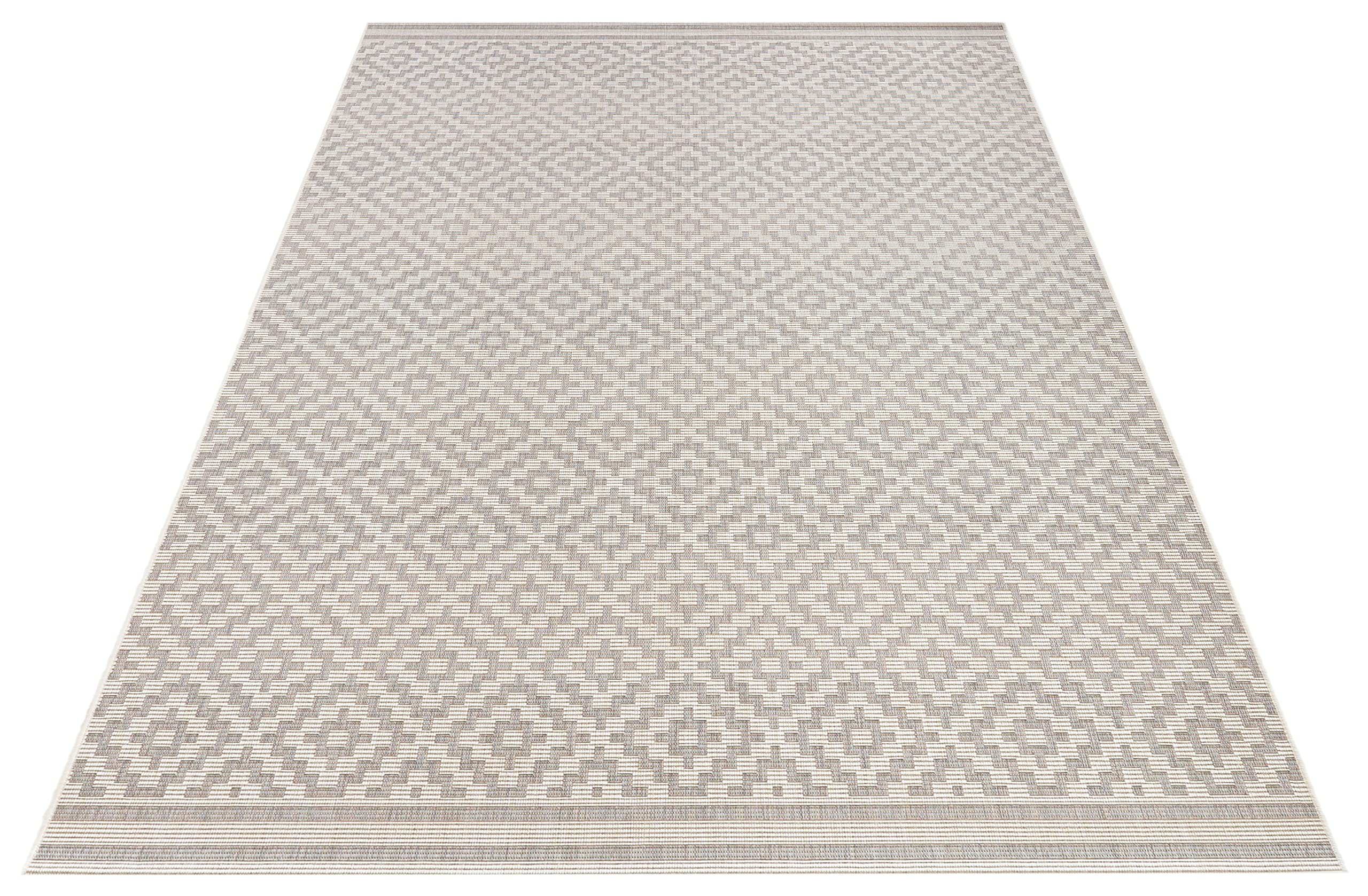 NORTHRUGS In- und Outdoor Teppich Raute 140x200cm - Wetterfest Modern Geometrisches Raute Muster Design Läufer für Balkon Terrasse Garten Wintergarten Wohnzimmerteppich Wasserfest in Grau Creme