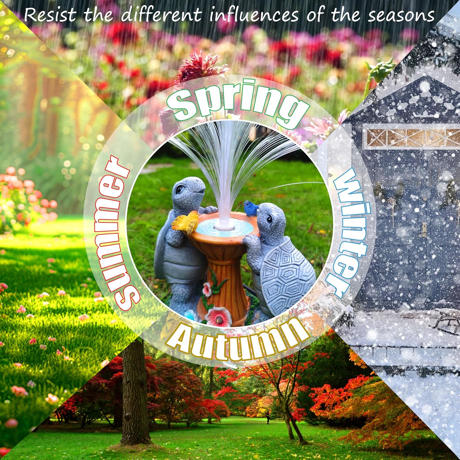 Solar Turtle Garden Statues with LED Lights, Resin Turtles Figurine Outdoor Decorations Colour Changing Optical Fiber Solar Light, Outside Art Decor for Lawn,Yard, Unique Housewarming Gifts - Image 8