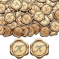 Vista 14 de Yoption Calcomanías de sello de cera con inicial M, paquete de 100 calcomanías autoadhesivas doradas para sellos de letras sobre para bodas