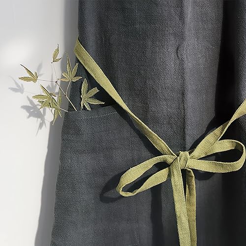 Miniatura 6 de HANEE Delantal de cocina para mujeres y hombres (9 colores) delantales de cocina de lino con bolsillo