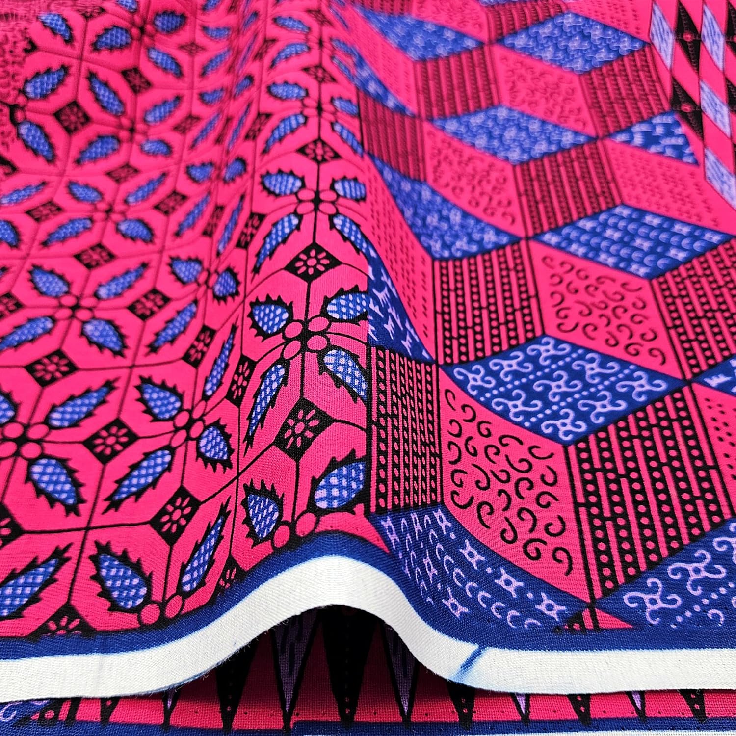 African Wax Fabric 6 Yards 100% Cotton – Vibrant Ethnic Print Fabric for Party Outfits, DIY Crafts, Scarves, Aprons, and Home Decor (2P3-4)