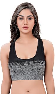 PLUMBURY Women's Polyamide Spandex Racerback Full Coverage Everyday Lightly Padded Sports Bra, Size L-XL Price In India