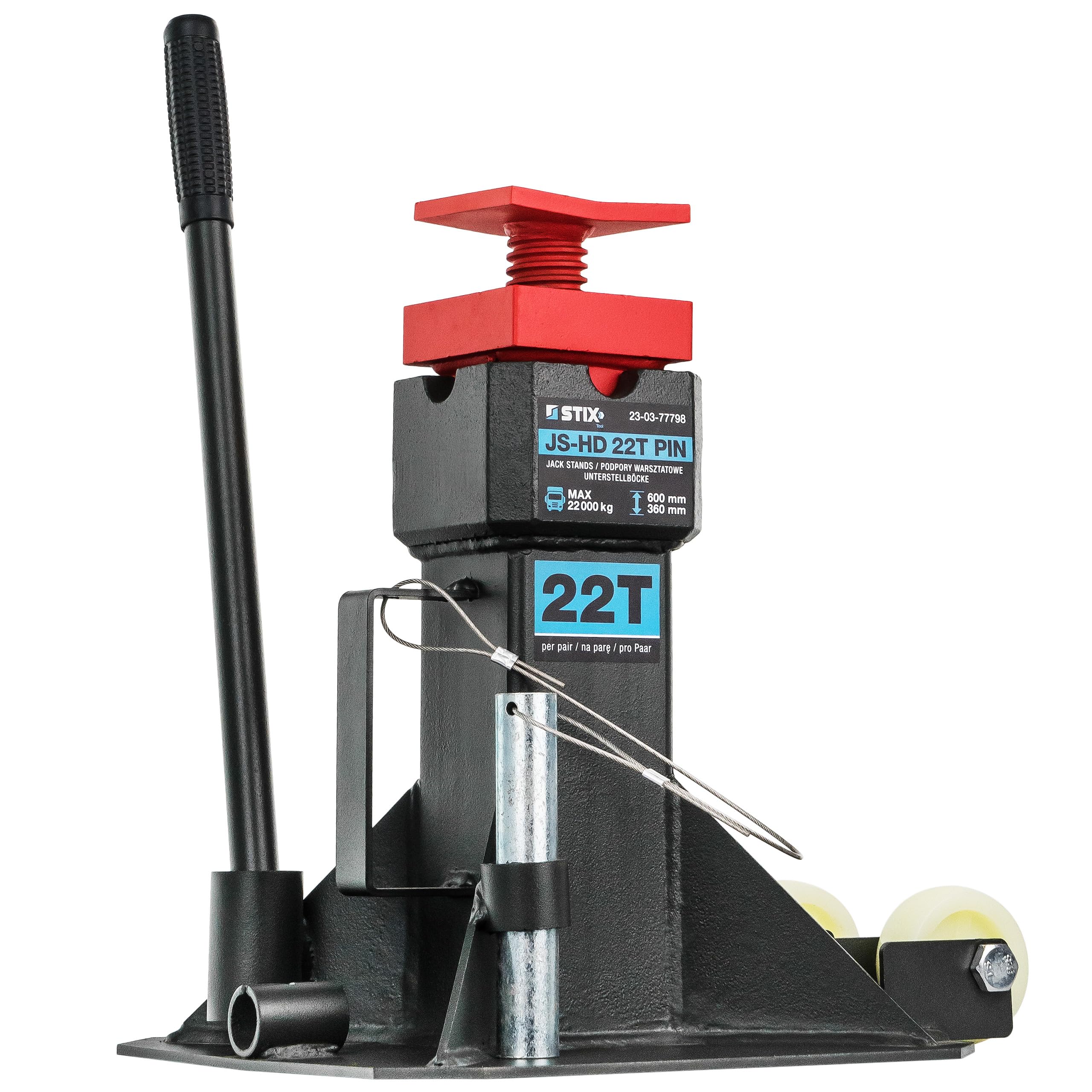 Stix Unterstellbock 22T JS-HD PIN, Heavy Duty KFZ Stützbock mit Sicherungspin, Höhenverstellbar 325-565 mm, Werkstattbock für LKW, Anhänger, Nutzfahrzeuge und Landmaschinen