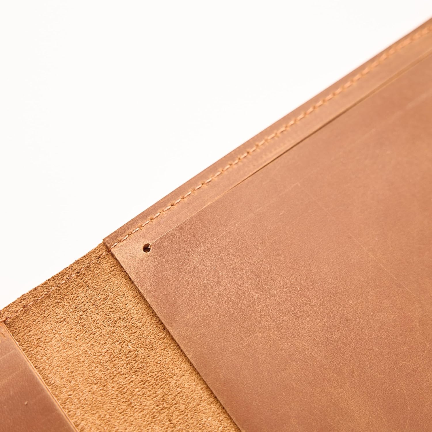 OMBUO 100% Genuine Leather Sketchbook Cover (A5 Half Letter Size 5.5x8.5 in.) – Handmade Leather Artist Sketch Pad Cover & Notebook Cover with Pen Holder and Pockets – Brown Warm