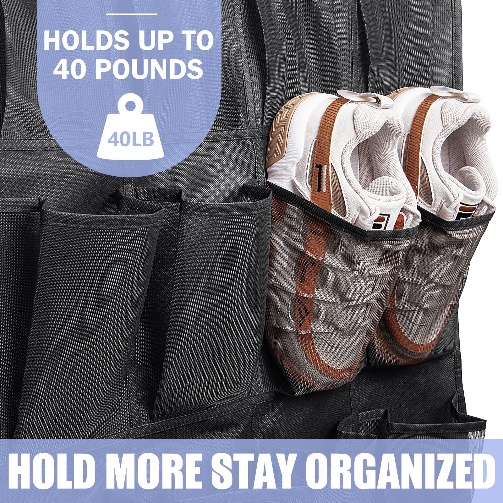 IXTIX Hanging Schoenenorganizer, 10-laags, zwaar en niet-geweven, opvouwbaar, zuinig, voor kleding, hoed en handtas, thuis- en slaapkamerhoudert (20 x 30 x 125 cm, grijs