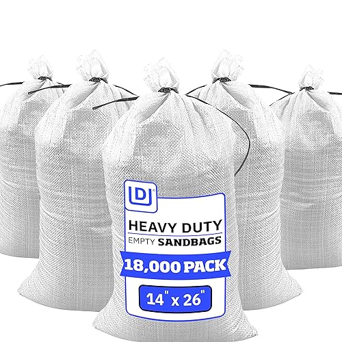 Miniatura 10 de DURASACK Bolsas de arena resistentes con cuerdas de amarre, bolsas de arena de polipropileno tejidas vacías para control de inundaciones con 1600