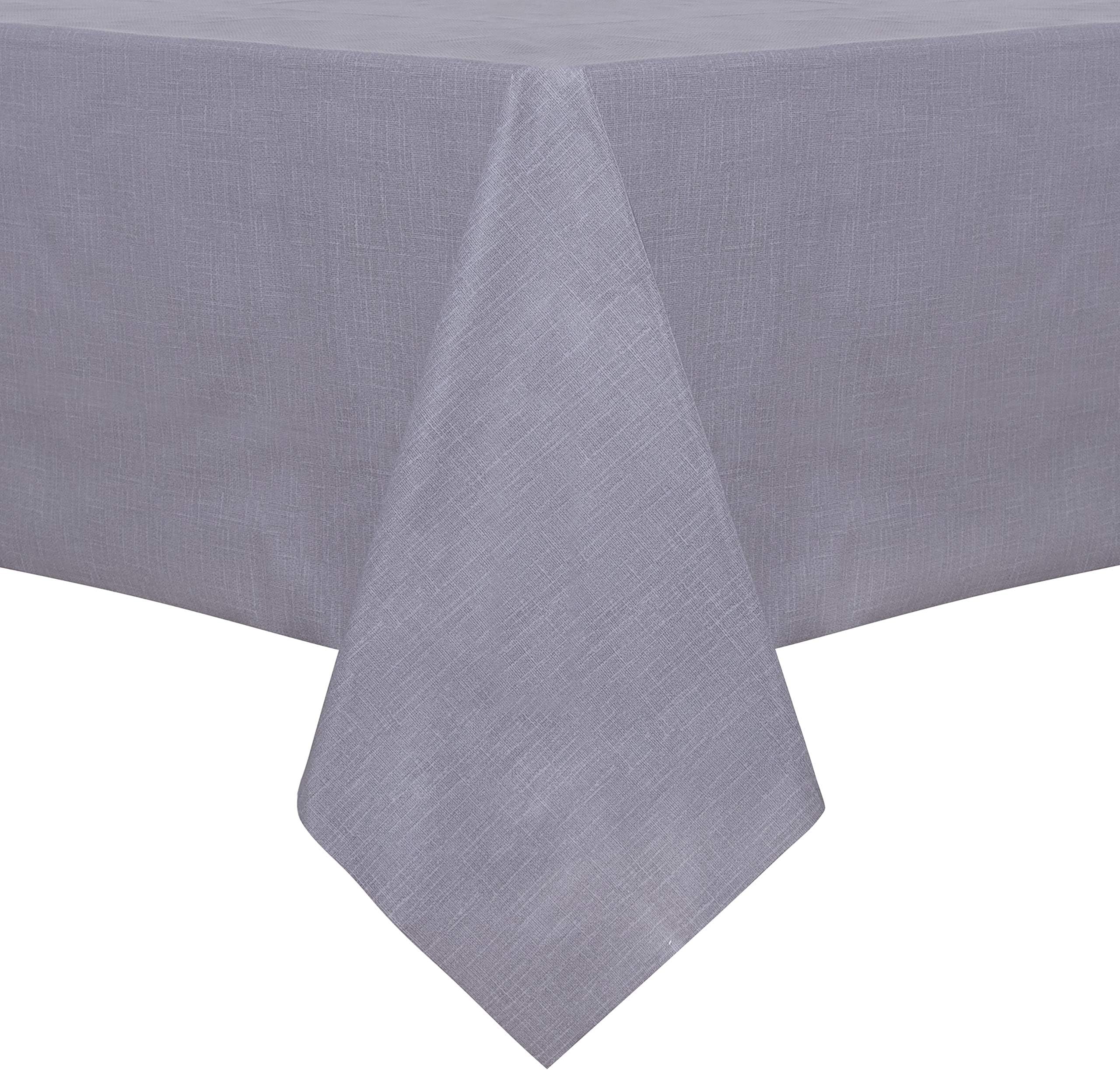 sancua 100% Waterproof Rectangle PVC Tablecloth - 54 x 78 Inch - Oil Proof Spill Proof Vinyl Table Cloth, Wipe Clean Table Cover for Dining Tables, Buffet Parties and Camping, Grey