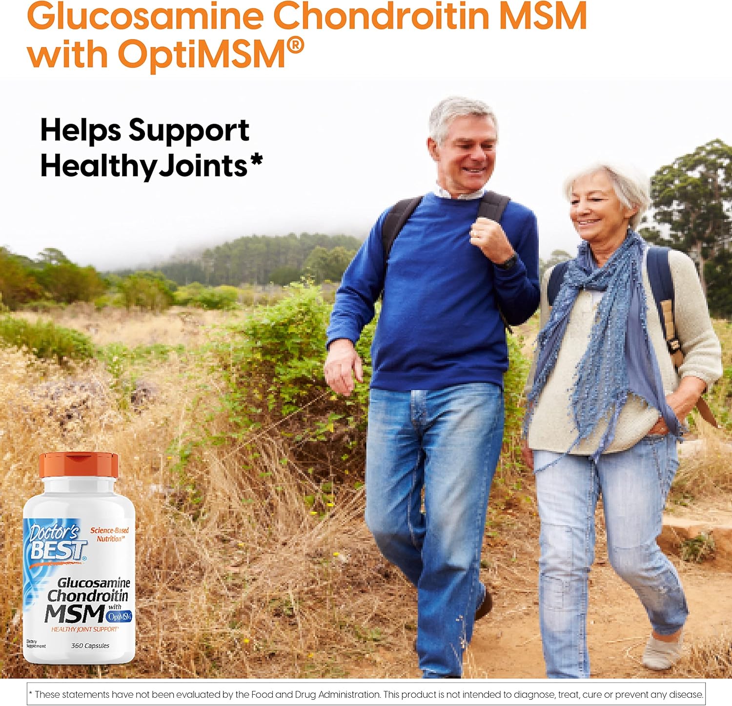 Doctor's Best Glucosamine Chondroitin MSM with OptiMSM, Supports Healthy Joint Structure, Function, & Comfort, Non-GMO, Gluten Free, Soy Free, 360 Count : Health & Household