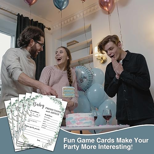Miniatura 4 de Greenery Baby Shower Party Game Predicciones y tarjetas de consejos para bebés (paquete de 30), suministros de decoración de juegos de fiesta de