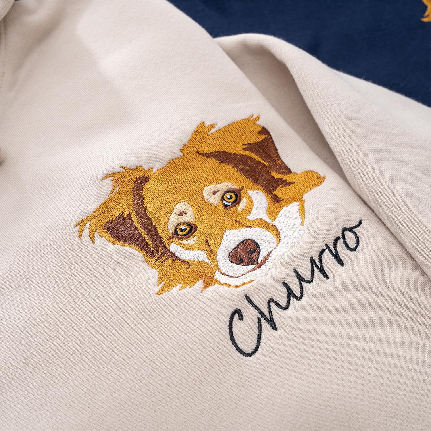 Chillever Personalized Embroidery Sweatshirt With Dog Photo for Women, Custom Dog Mom Sweatshirt, Dogs Mom Gifts - Image 3