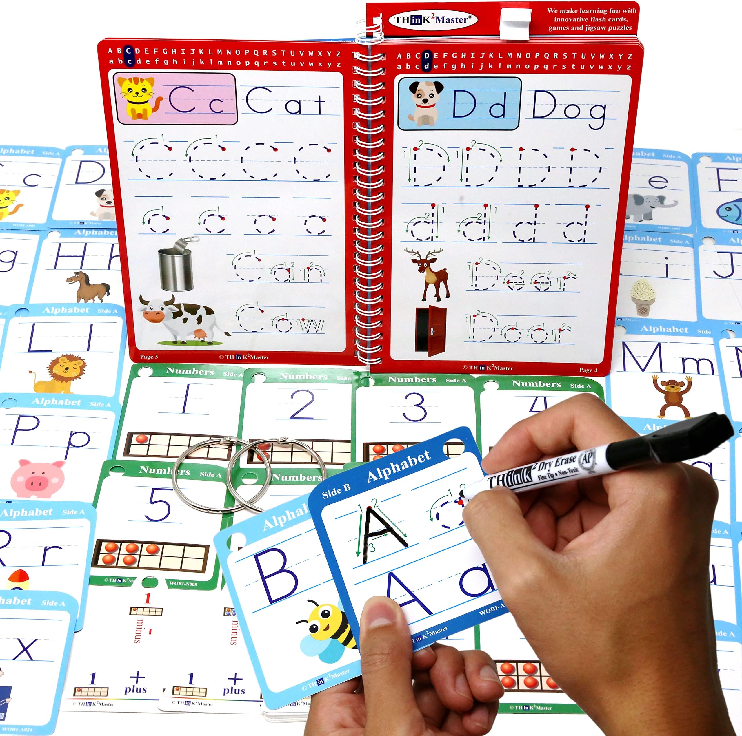 - Think2Master Alphabet, Numbers & Words. Book & Flash Cards - Read & Write, Count & Add