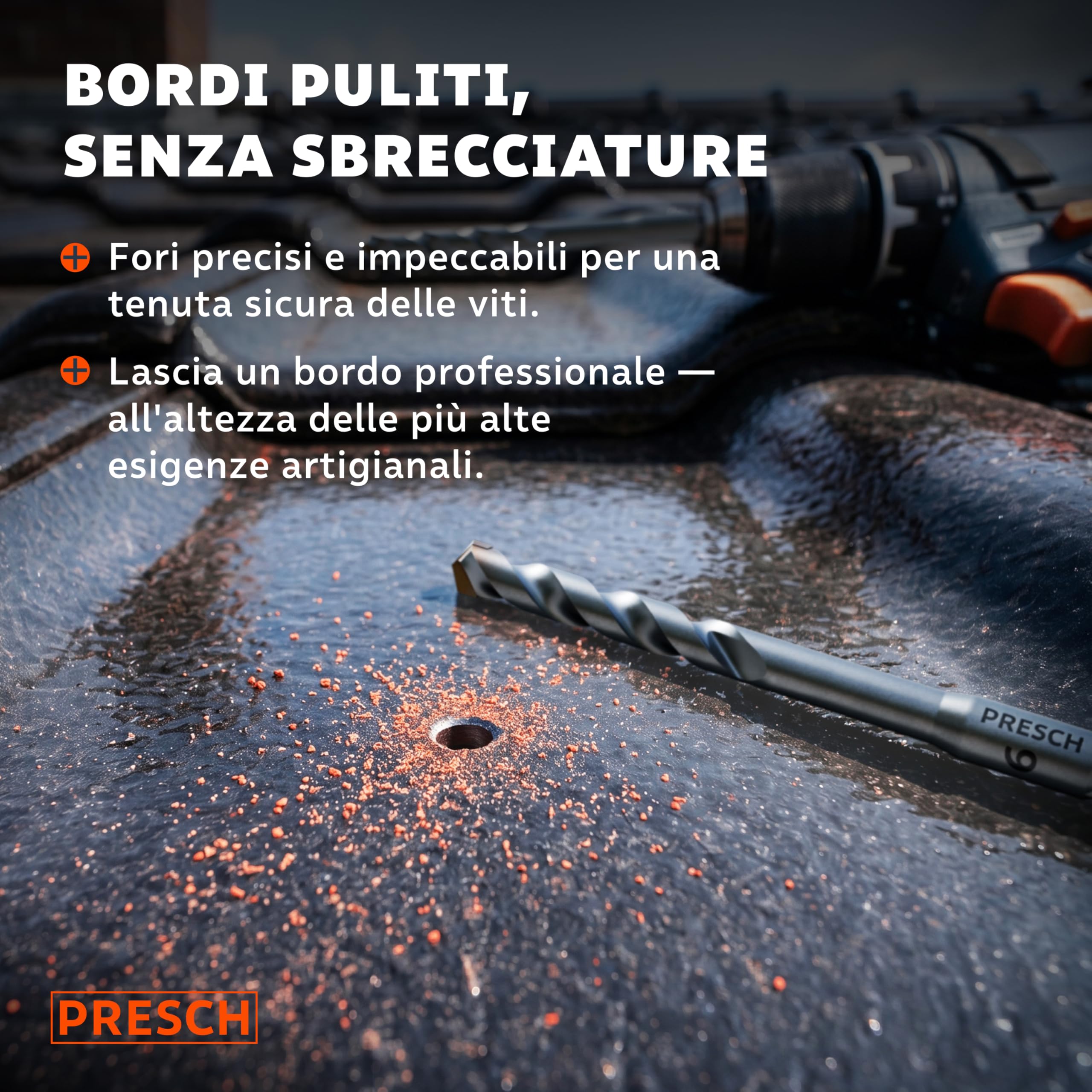 PRESCH Punte per Tegole 5mm (10 pz.) – Fori precisi in tegole dure - Punta con attacco esagonale in metallo duro – Punte per piastrelle estremamente robuste per ceramica, ardesia, granito e marmo