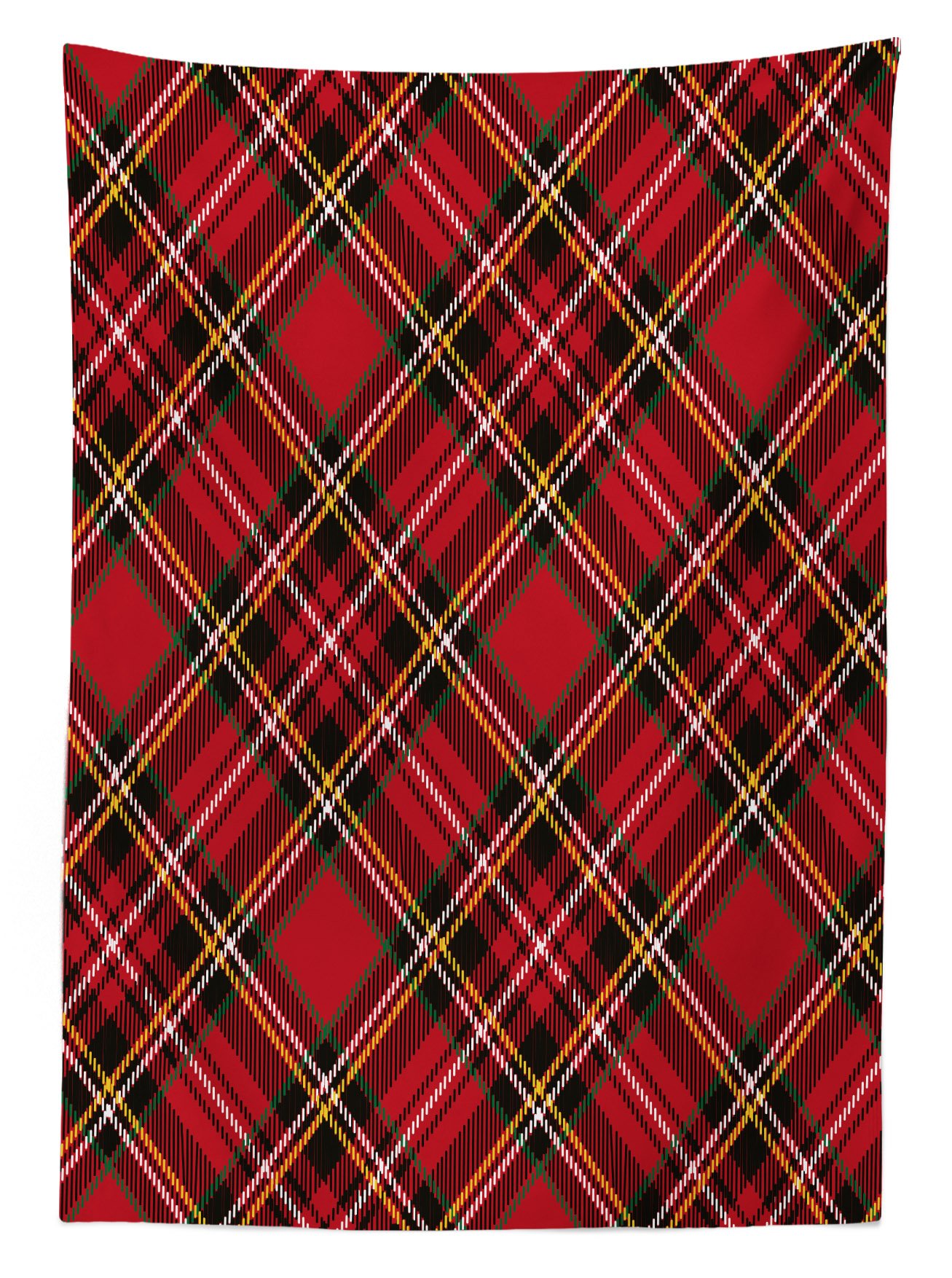Ambesonne Retro Tablecloth, Diagonal Traditional Vintage Scottish Tartan Pattern Striped Checkered Geometric Tile, Rectangular Table Cover for Dining Room Kitchen Decor, 60