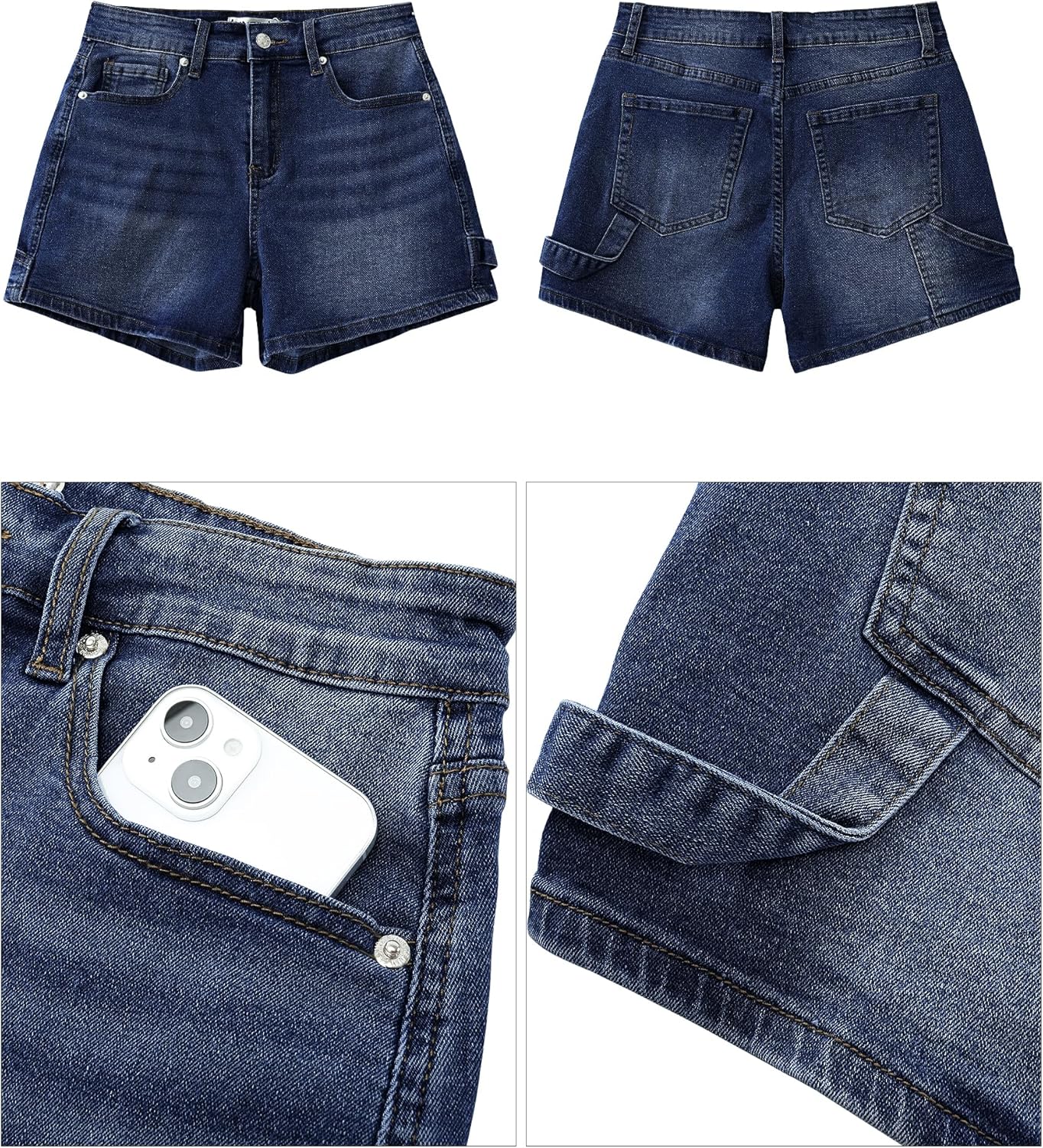 luvamia Jean Shorts for Women Trendy High Waisted Denim Shorts Carpenter Stretchy Summer Casual Mom Cut Off Jeans Shorts - Image 6
