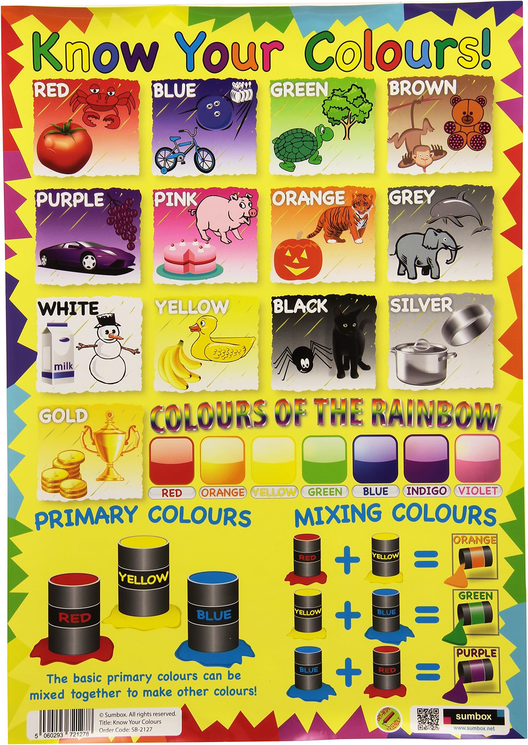 A3 Colours Poster – Early Learning Wall Chart for Toddlers & EYFS, Educational Nursery Resource, Learn Colour Classroom Aid