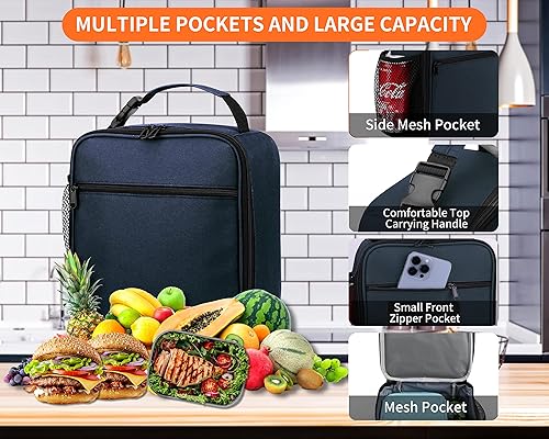 Miniatura 3 de Fiambrera aislada - Lonchera reutilizable - Bolsa térmica aislada de almuerzo para mujeres, hombres, niños, oficina, trabajo, escuela, picnic,