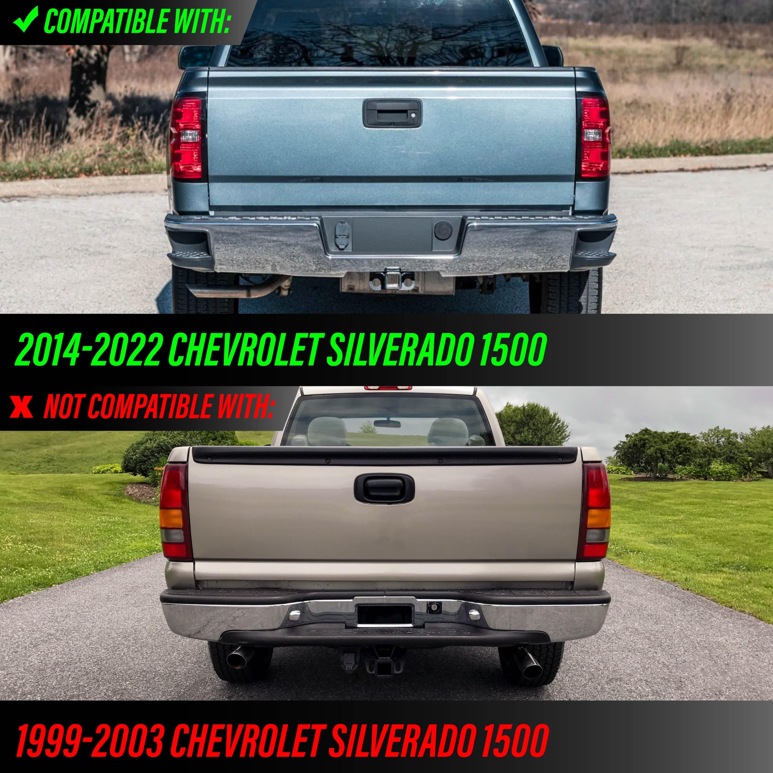 USR 14-22 Silverado Pickup License Plate Light – LED Plate Lamps (Left + Right) Pair - Compatible with 2014-2022 Chevrolet Chevy Silverado 1500 Pick Up GMC Truck All Models (LED WHITE 6000K UPGRADE)