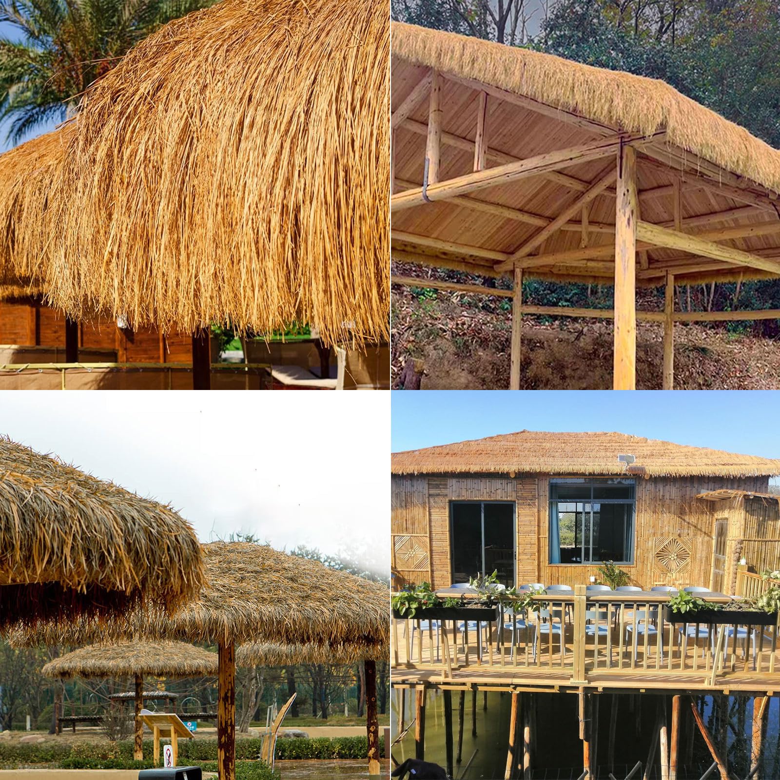 Sztuczna Strzecha Palmowa Ognioodporna PE Wysokiej Gęstości 5 szt. Brązowa do Tiki Bar Gazebo Parasol Dom Dekoracja Hawajska