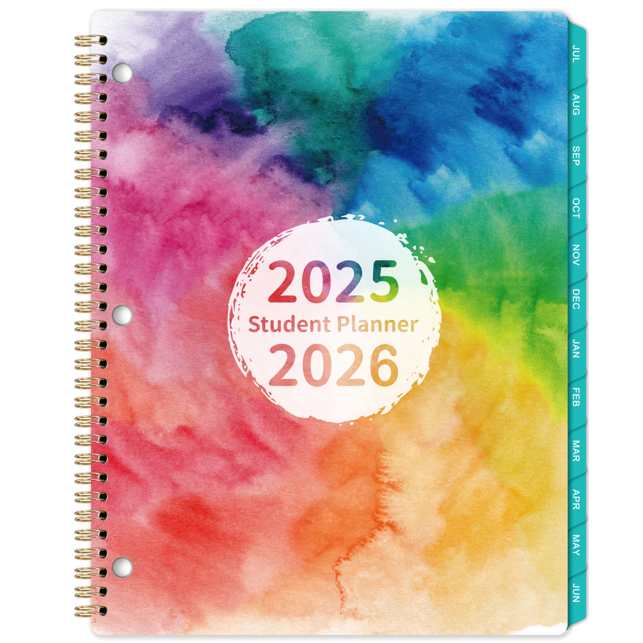 Student Planner 2025-2026 - School Planner 2025-2026, Aug. 2025 - Jun. 2026, 8.5" x 11", Planners Academic Year, 3-Hole Punched & Stickers- Colourful