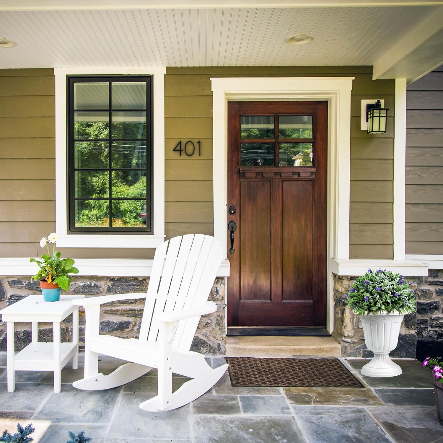 Sunnyglade 2 PCS 17" Artificial Lavender Topiary Ball Tree, Faux Potted Decorative Topiary Plant, UV Resistant Fake Plant in Pot for Home Gate Indoor Outdoor Patio Office Decor