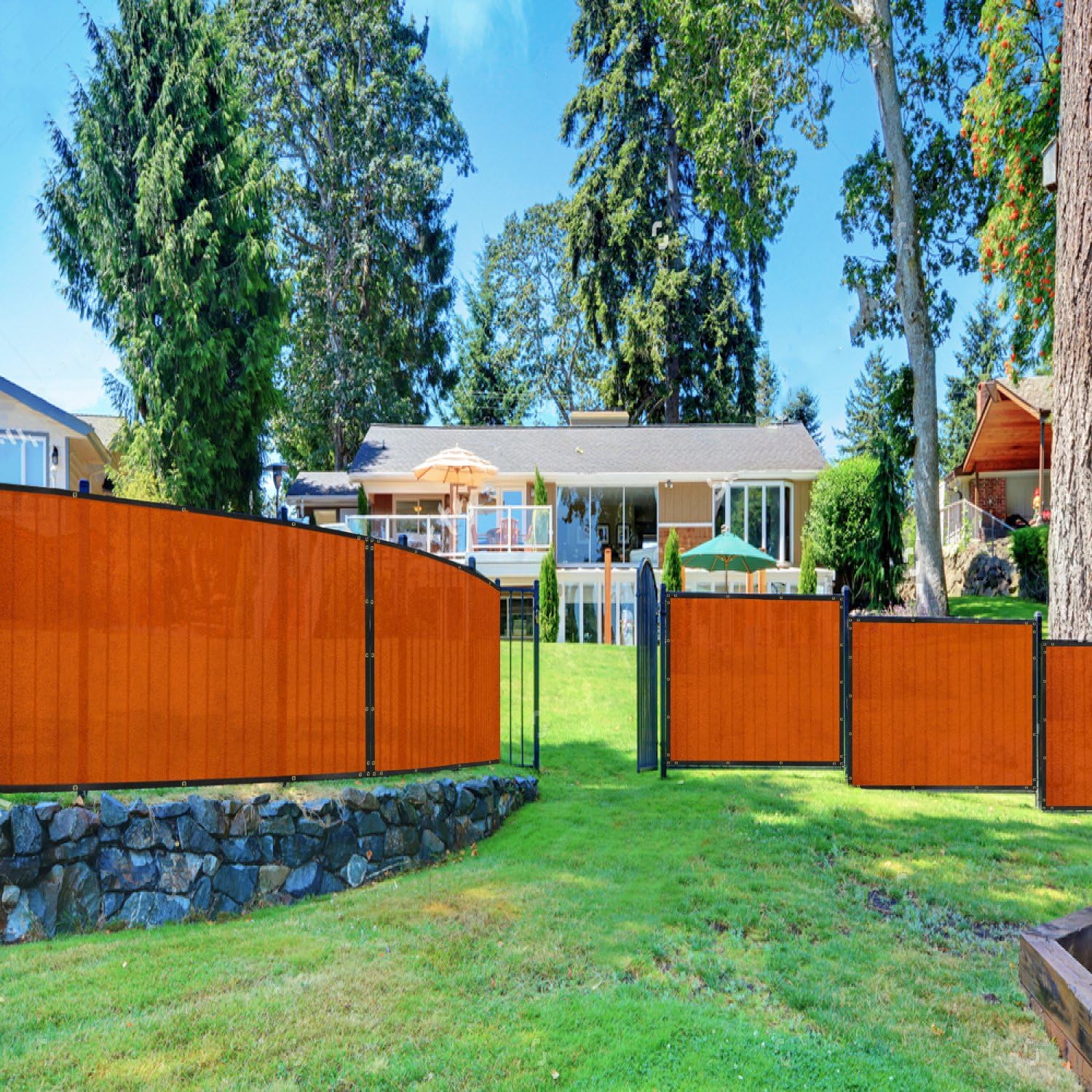 Windscreen4less Fence Privacy Screen 12' x 1' Heavy Duty Windscreen Fencing Mesh Fabric Cover for Patio Garden Backyard Lawn Carport Pool Fence, Orange