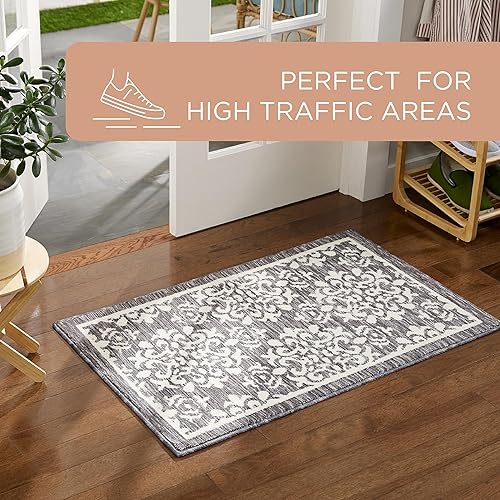 Miniatura 7 de TOWN & COUNTRY EVERYDAY Walker Damask Medallion Everwash - Alfombra decorativa lavable y multiusos para cocina, alfombra de pasillo de cocina de