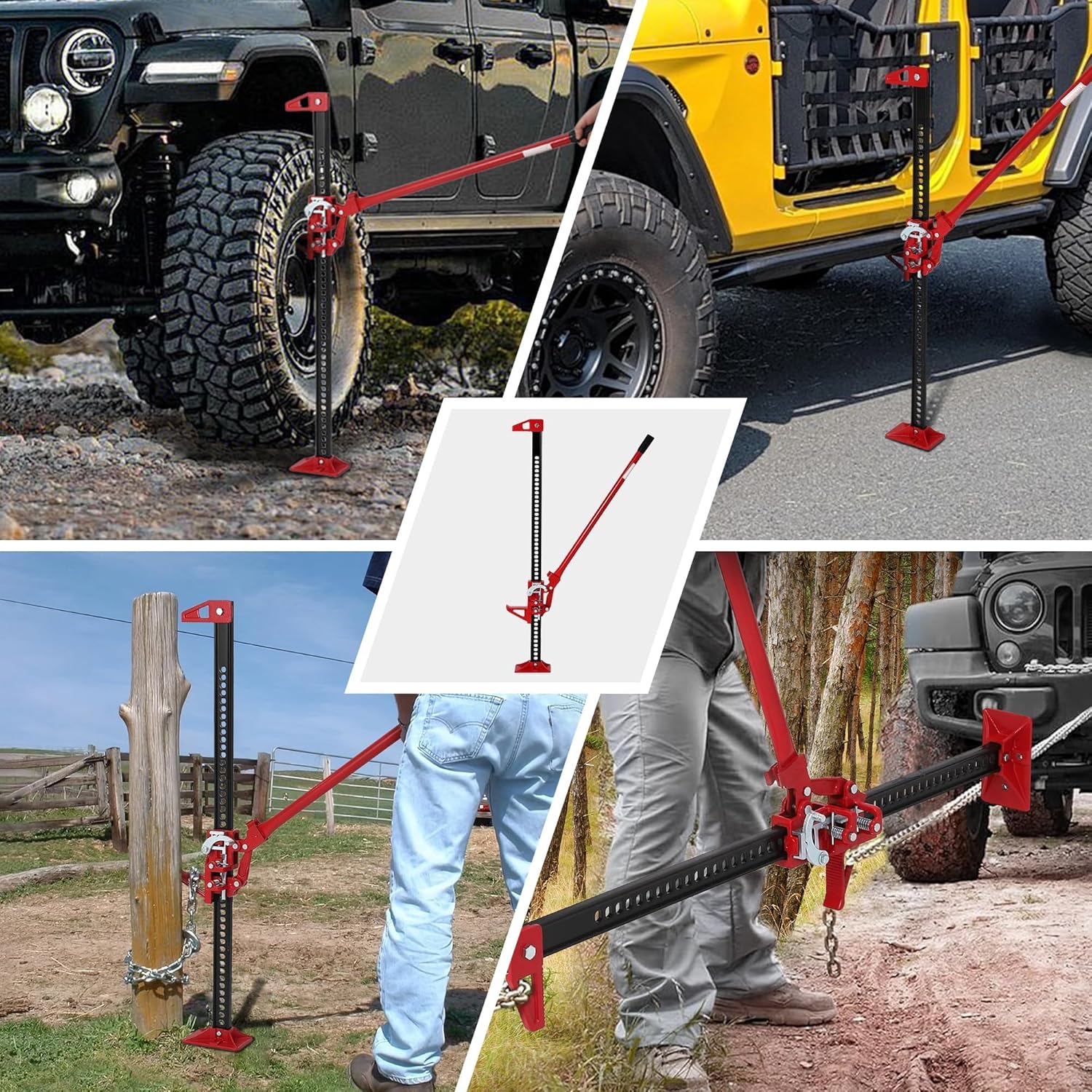 48" Farm Jack, 3 Ton (7000LB) Heavy Duty Farm Ja-ck for Truck SUV Tractor Recovery, 48” Ratcheting Lift Ja-ck with 5.12-41.14" Height Range & Non-Slip Handle