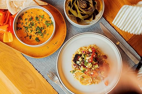 Miniatura 6 de Bloomhouse - Dos veces ganador de los Favoritos de Oprah - Juego de vajilla de platos y cuencos de esmalte reactivo Santorini Mist de doble tazón en