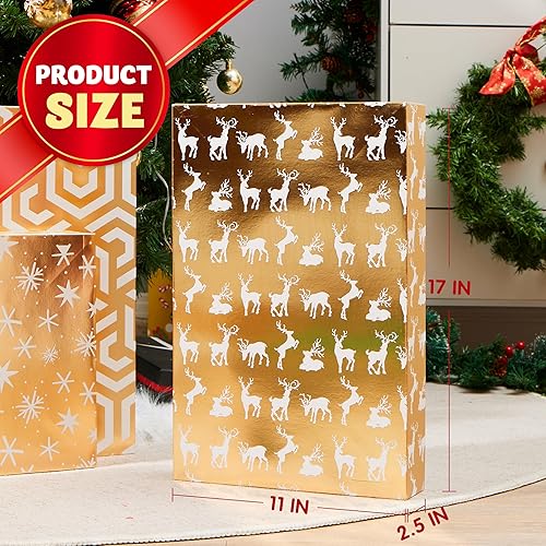 Miniatura 6 de JOYIN 6 cajas de regalo de ropa de Navidad con tapas para regalos, 17 x 11 x 2.5 pulgadas, cajas de envoltura de ropa dorada para ropa, batas, 6