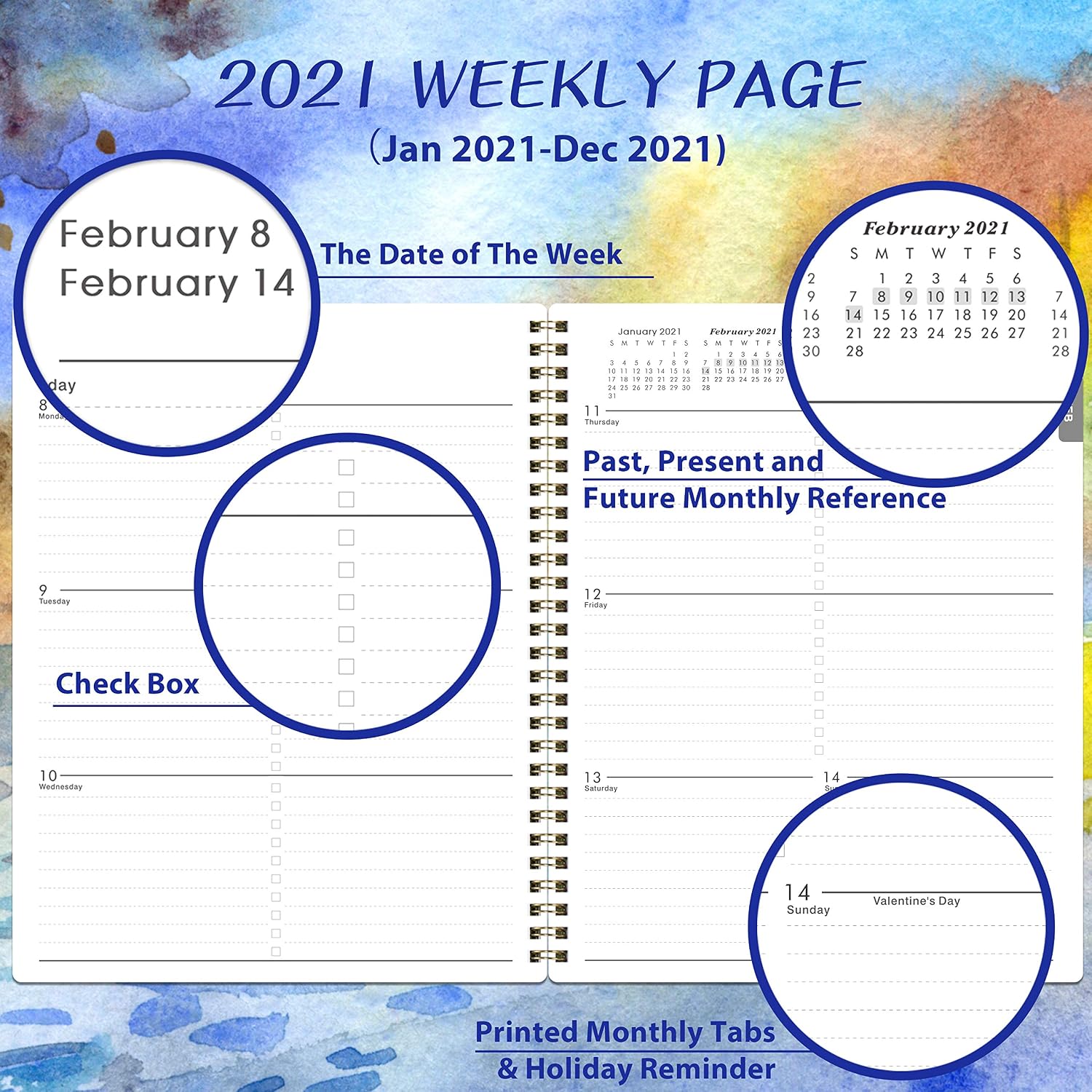 2022 Planner - Weekly Monthly Planner 2022, 5.75" x 8.25", Saffiano Leather with Thick Paper, Back Pocket with 88 Notes Pages
