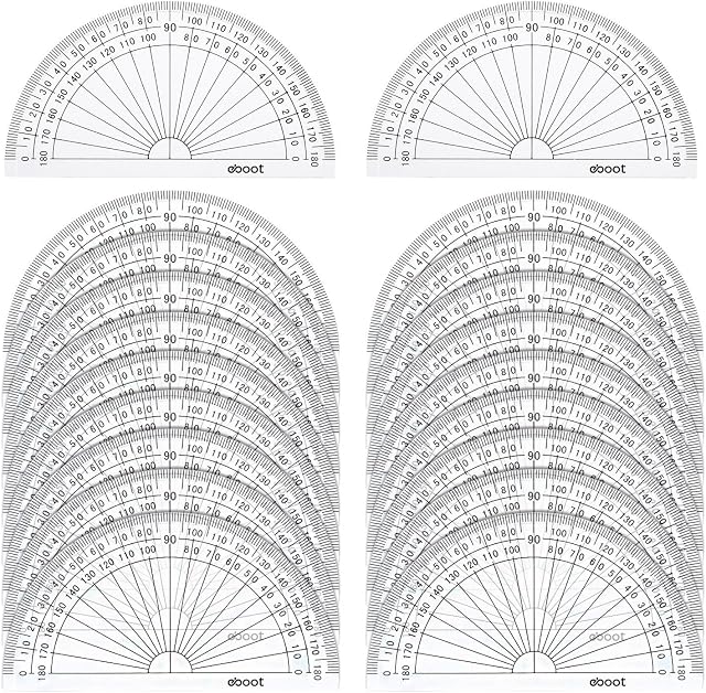 20 Pack Plastic Protractor, 180 Degrees Protractor for Angle Measurement Student Math, 4 Inches, Clear