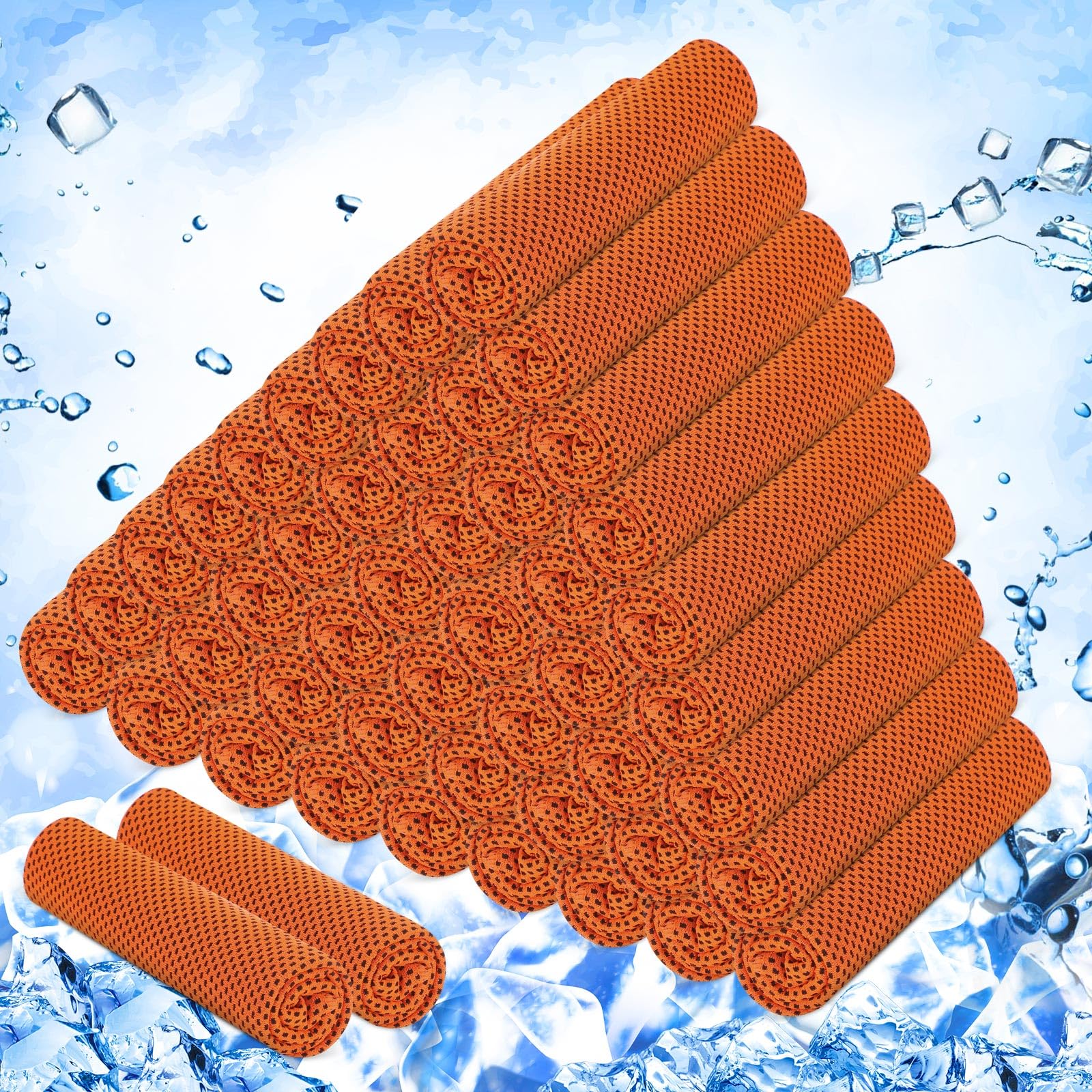 Hosuly 50 Pack Cooling Towels, 40"x12" Yoga Towels Ice Breathable Soft Chilly Sweat Rag Microfiber Workout Rags for Neck and Face for Gym Golf Sport