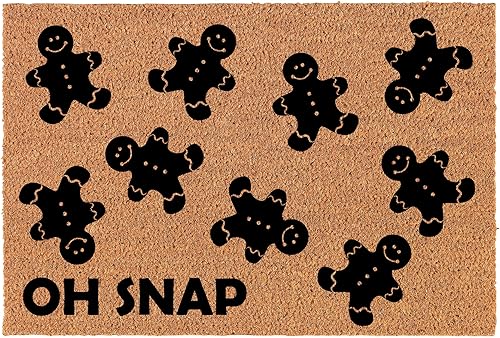 Felpudo de bienvenida de fibra de coco Oh Snap Full Gingerbread Man Funny Christmas (30 x 18 pulgadas)