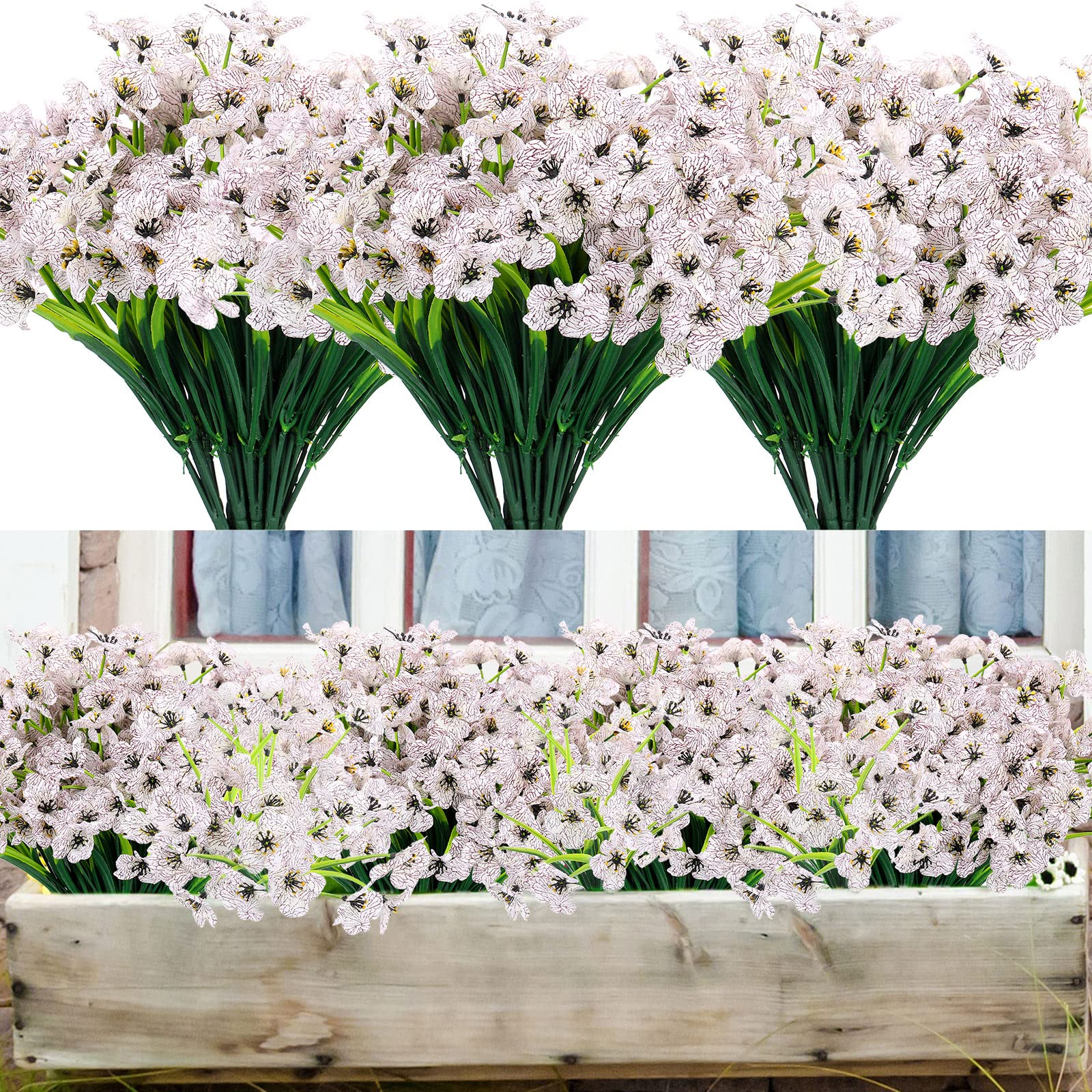 Jutom 24 Pcs White Artificial Flowers
