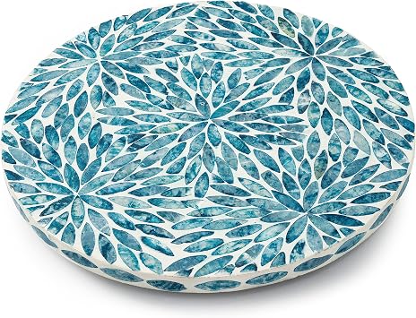 Lazy Susan for Table Mother of Pearl Turntable Organizer, Wood Round Spinning Tray Rotating for Kitchen, Cabinet, Counter Spice Pantry D 12.5 in